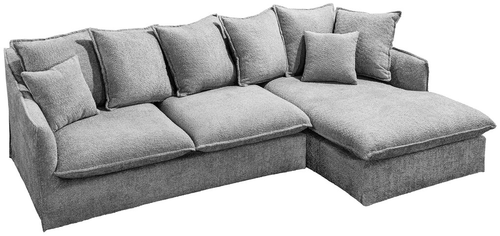 Sedací set Rohový Heaven s taburetkou a pohovkou - Šedý Teddy