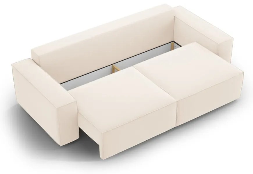 Béžová zamatová rozkladacia/s úložným priestorom pohovka 247 cm Jodie – Micadoni