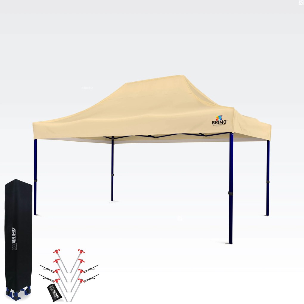 BRIMO Výstavný stan 3x4,5 m (45 mm oceľ) | Rýchla montáž, dlhá životnosť - bez 3 stien - Béžová 30