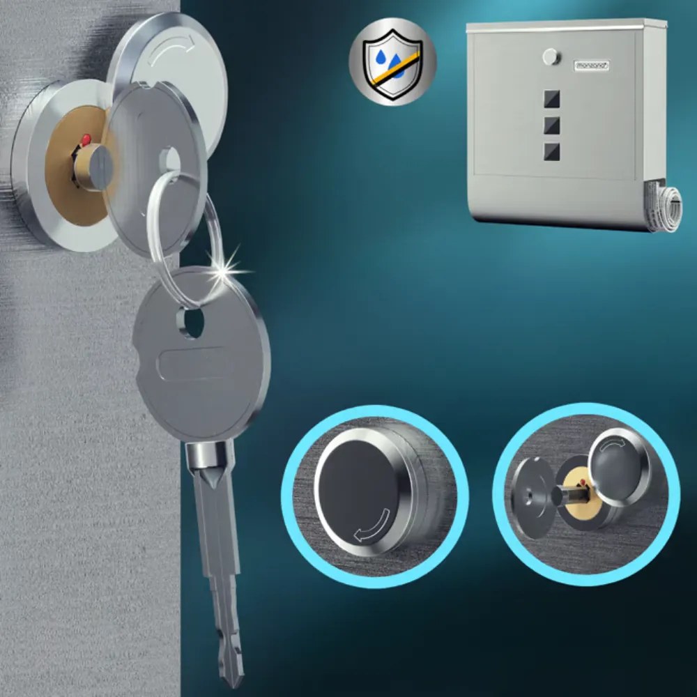 Poštová schránka s valcom na noviny POST, 30,5x10x33,5cm, strieborná Monzana