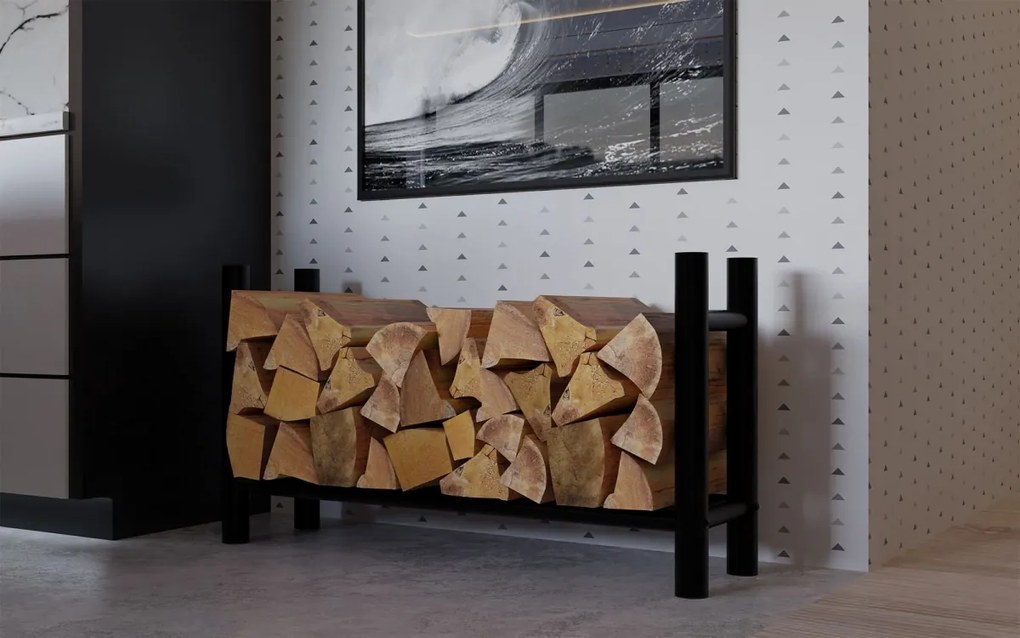 Stojan na drevo Medya round - 30x100x60 cm, kov čierny