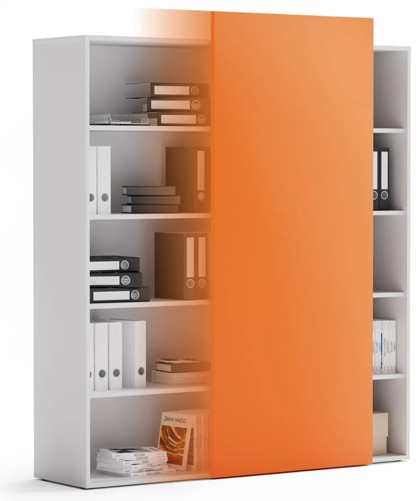 PLAN Skriňa vysoká otvorená BLOCK White, 1600 x 400 x 1748, oranžová