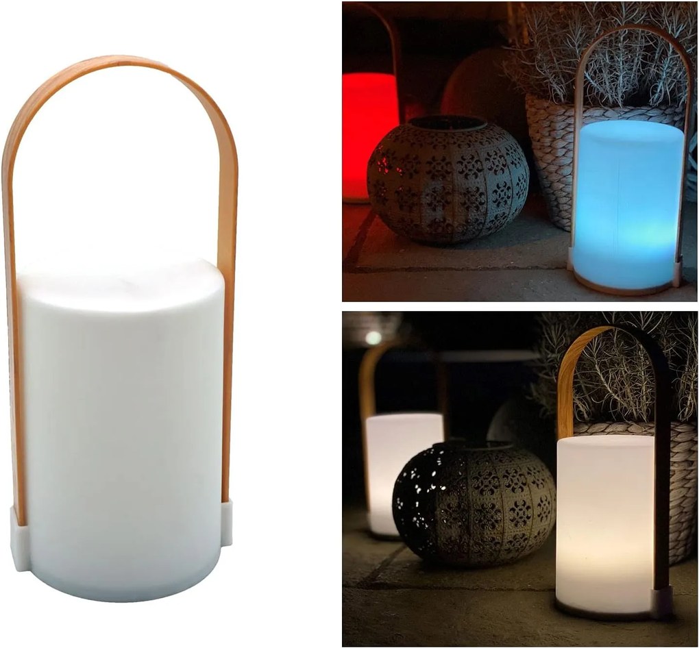 LED stolná lampa s rukoväťou LUNARI 25 cm, biela