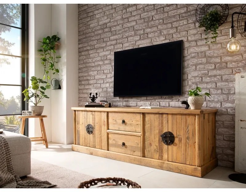 furniture-nabytek.cz - Masívny TV stolík Laredo z borovice, lakovaný, prírodná farba