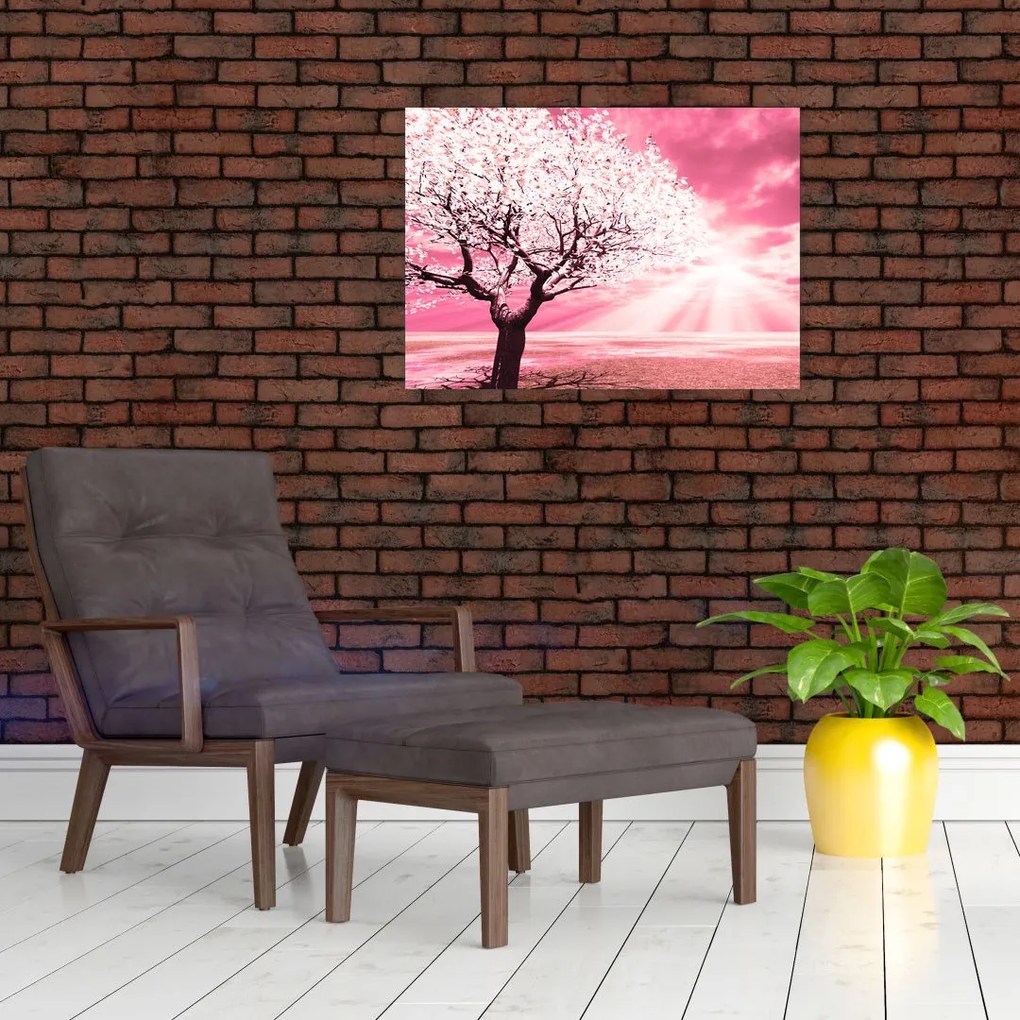 Ružový obraz stromu (70x50 cm)