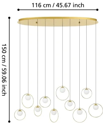 Eglo 390347 - LED Stmievateľný luster na lanku PORTOCOLOM 10xLED/3W/230V zlatá