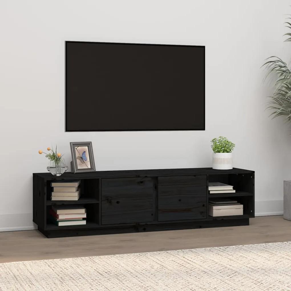 TV skrinka čierna 156x40x40 cm masívna borovica 814458