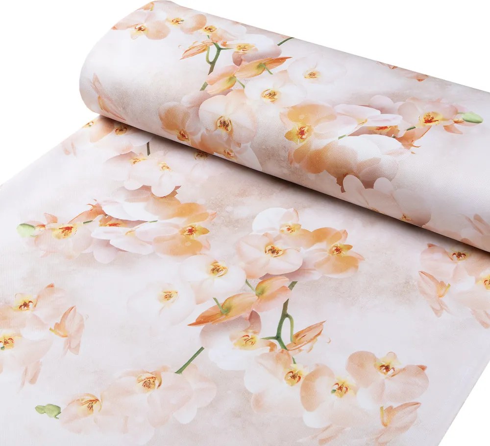 Biante Teflónový behúň na stôl TF-045 Orchidey na béžovom 45x140 cm