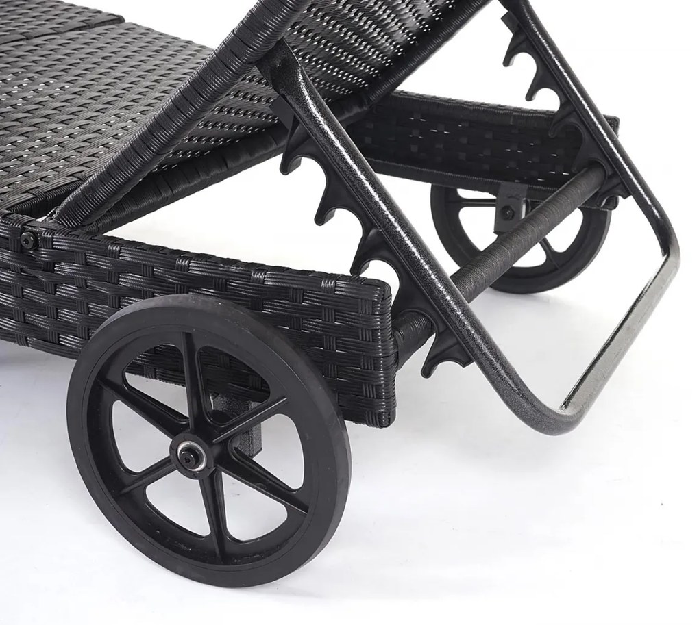 Lehátko HWC-D80, polyratan - antracit, béžový vankúš