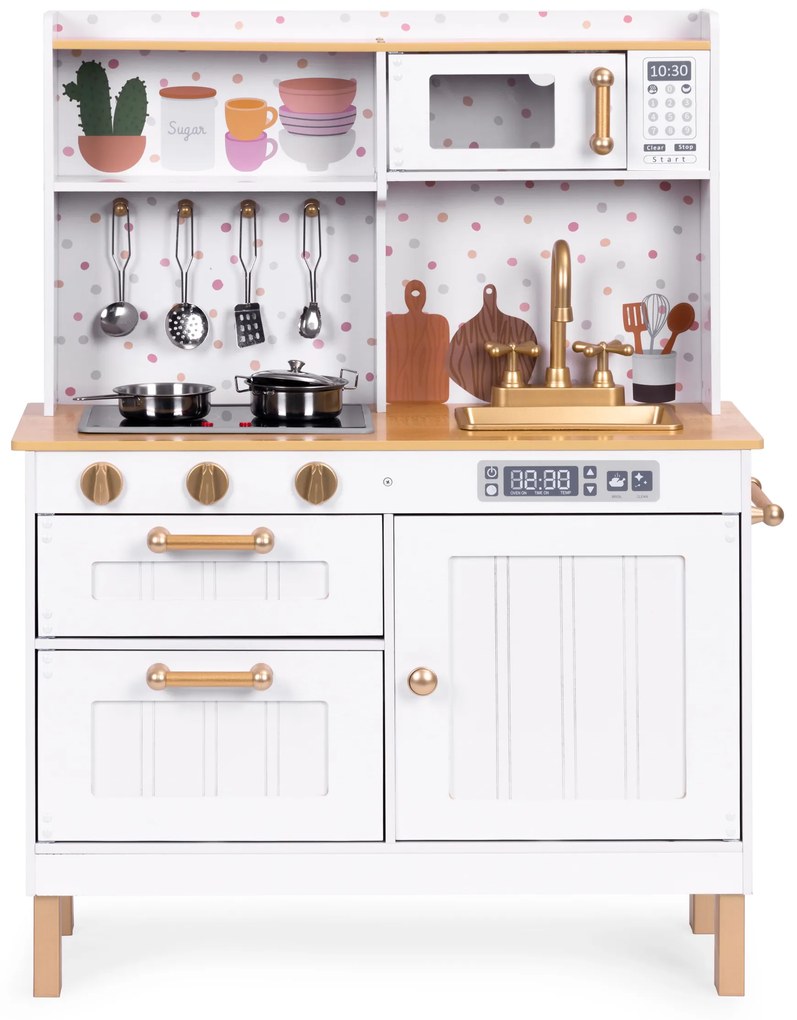 ECOTOYS Detská veľká drevená kuchynka so svetlom a zvukom