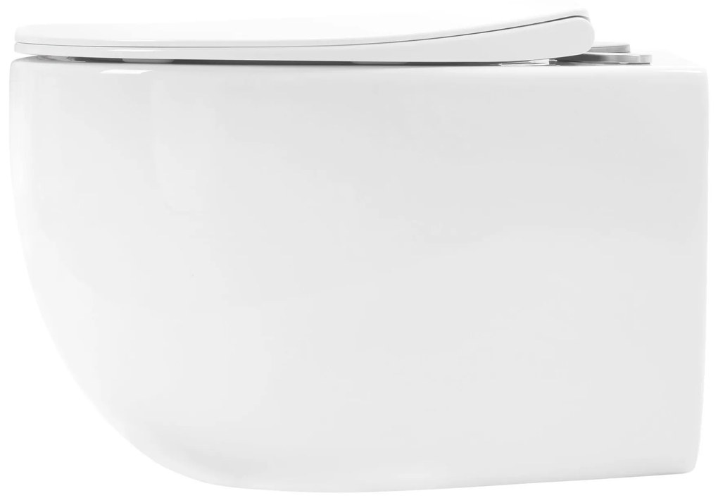 Rea Lars, závesná WC misa Rimless 50x37x29 cm vrátane sedadla s pomalým zatváraním, biela, REA-C9500