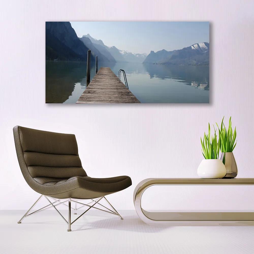 Obraz plexi Mólo jazero hory príroda 120x60 cm