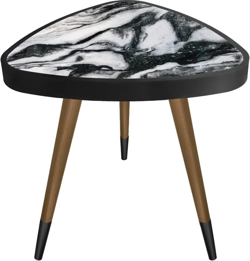 Príručný stolík Maresso Marble Black And White Triangle, 45 × 45 cm