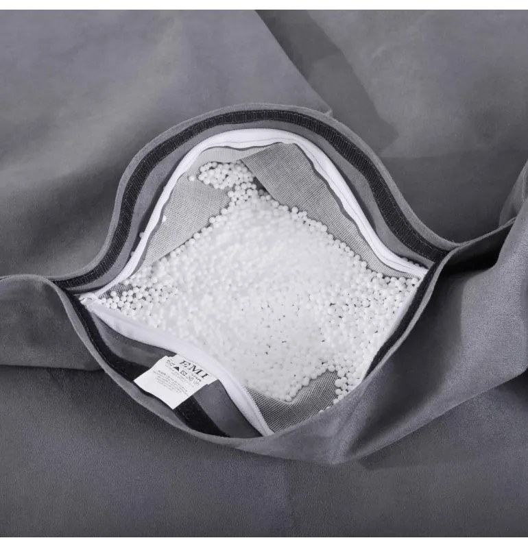 Sedací vak vankúš sivý semišový s vlastným logom EMI