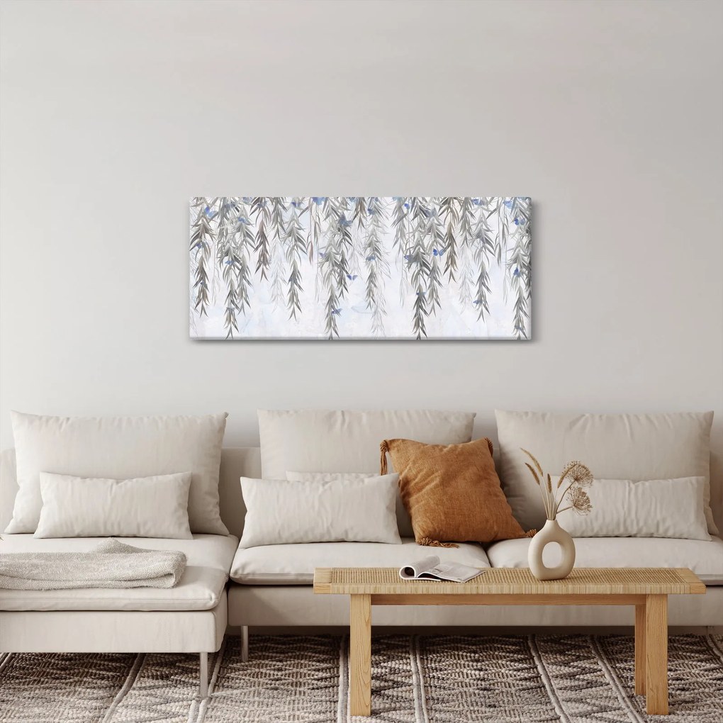 Obraz - Vŕbové vetvičky s motýľmi (120x50 cm)