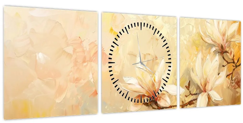 Obraz - Kvety (s hodinami) (90x30 cm)