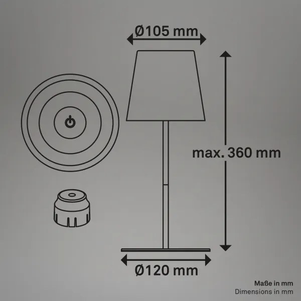 Briloner 7510016 - LED RGBW stmievateľná stolná lampa CALIDA 2,5W/5V IP44 1200 mAh biela