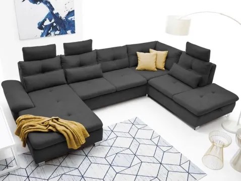 Sedacia súprava Madeira 3A, tmavá sivá látka, tvar pravé U%