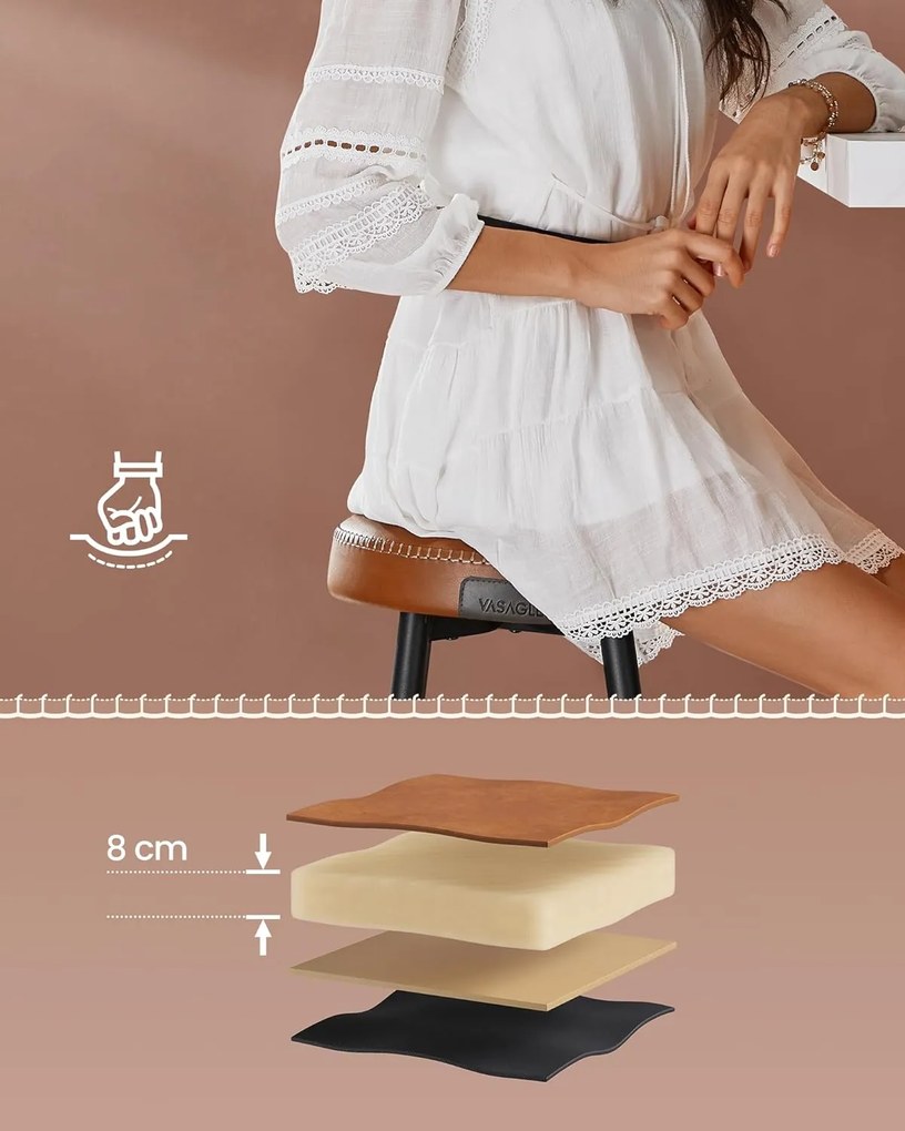 Sada 2 ks barových stoličiek Vasagle Bela II karamelovo hnedá