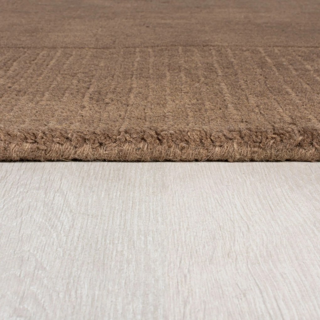 Flair Rugs koberce Kusový ručne tkaný koberec Tuscany Textured Wool Border Brown - 160x230 cm