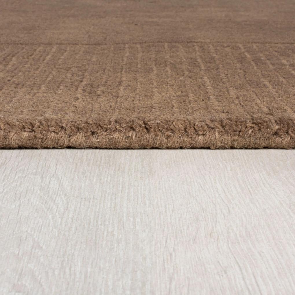 Flair Rugs koberce Kusový ručne tkaný koberec Tuscany Textured Wool Border Brown - 200x290 cm