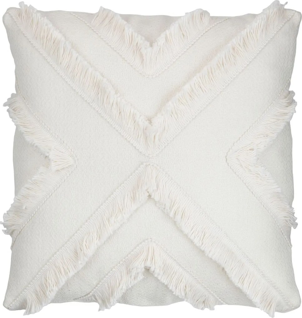 Krémový vankúš so strapcami Fransen white off - 40*14*40cm
