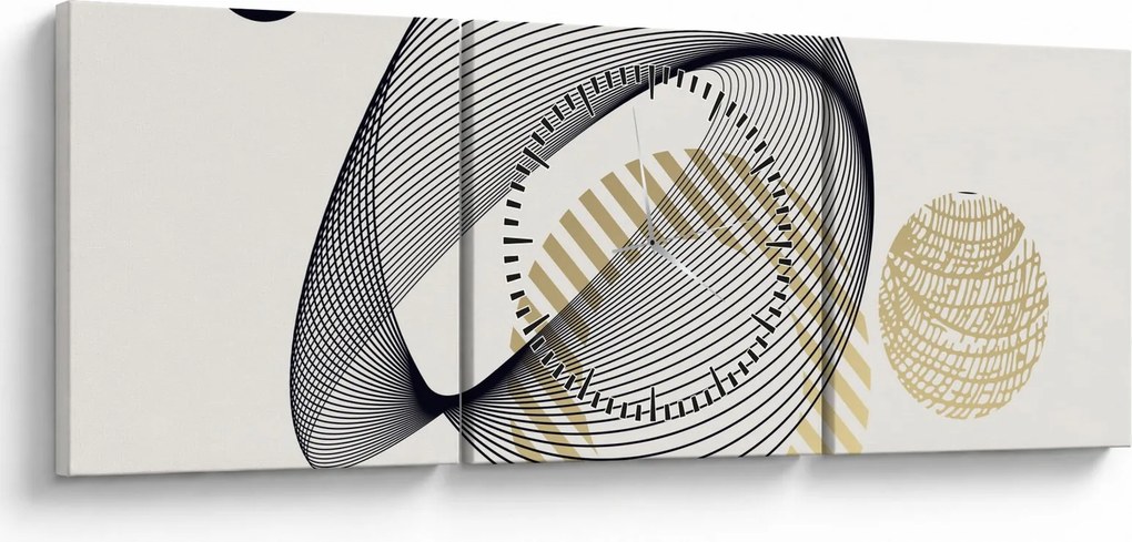 Obraz - Geometrické tvary N⁰3 (s hodinami) (90x30 cm)