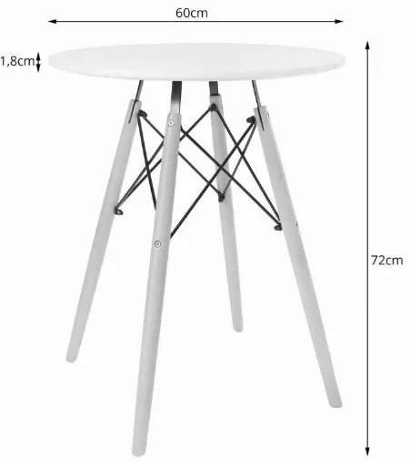 Jedálenská zostava TODI 60cm okrúhly stolový set biely+ 2 stoličky MARK biele Farba: Biela
