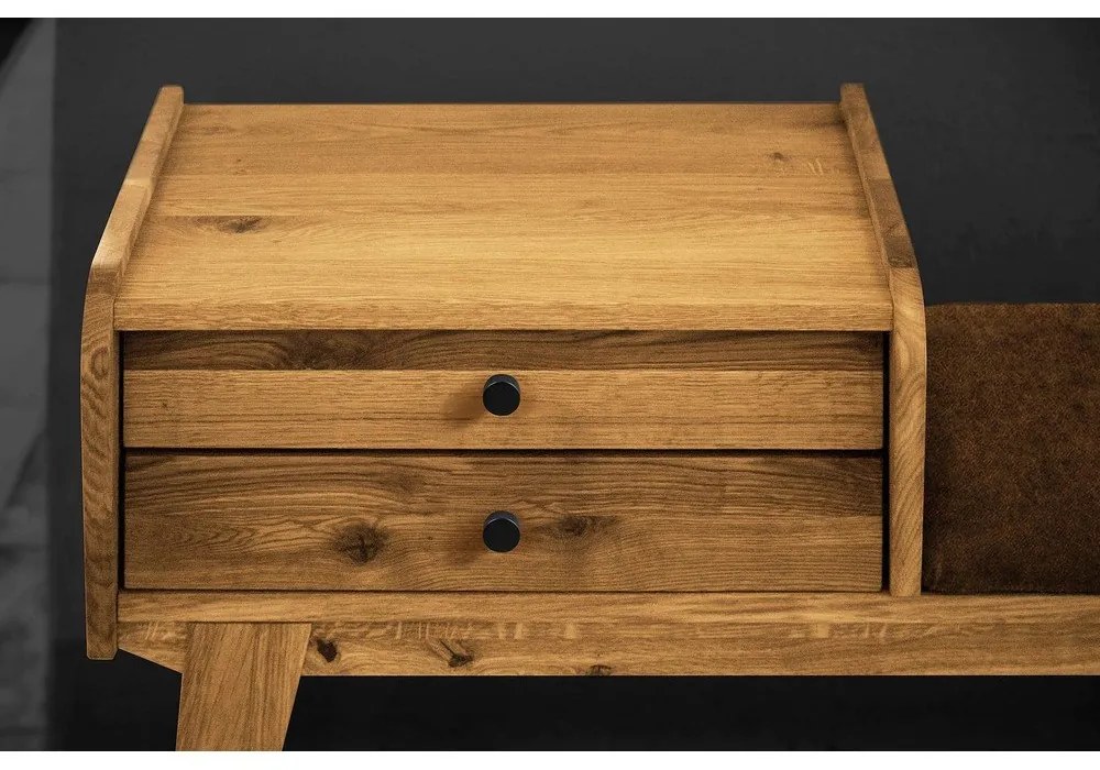 Lavica so zásuvkami z dubového dreva s oranžovým sedákom Retro - The Beds