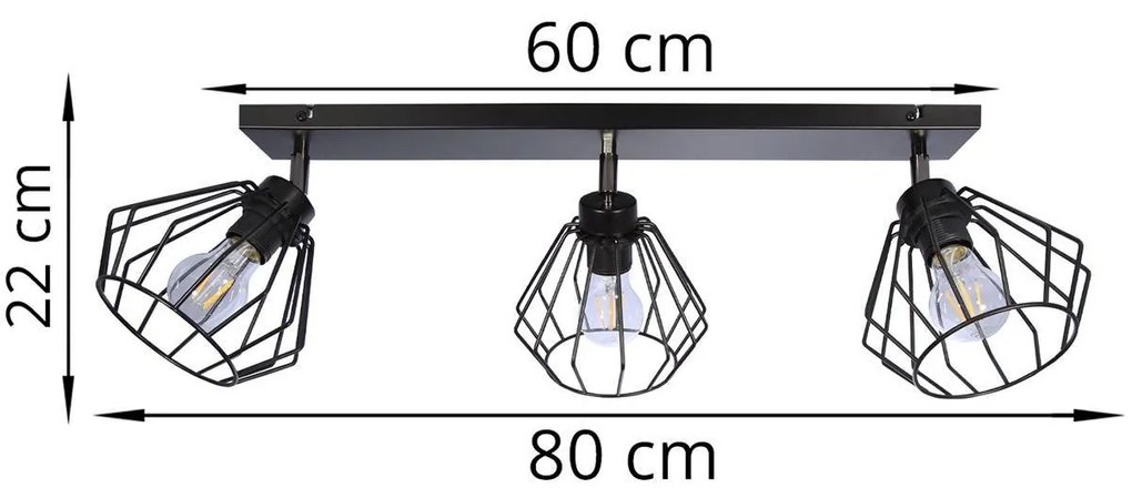Stropné svietidlo NUVOLA, 3x drôtené tienidlo (výber z 3 farieb), (možnosť polohovania)