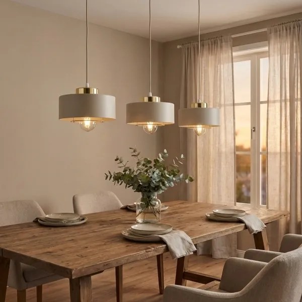 Brilagi - Závesný luster na lanku SPRING 3xE27/60W/230V béžová/zlatá