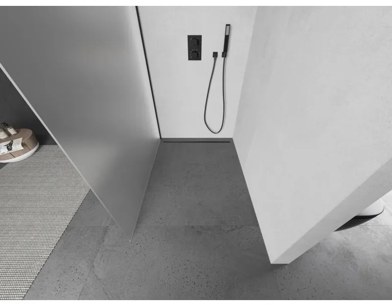Mexen Kioto L, sprchová zástena Walk-In 100 x 200 cm, 8mm sklo námraza, čierny profil, 800-100-103-70-30