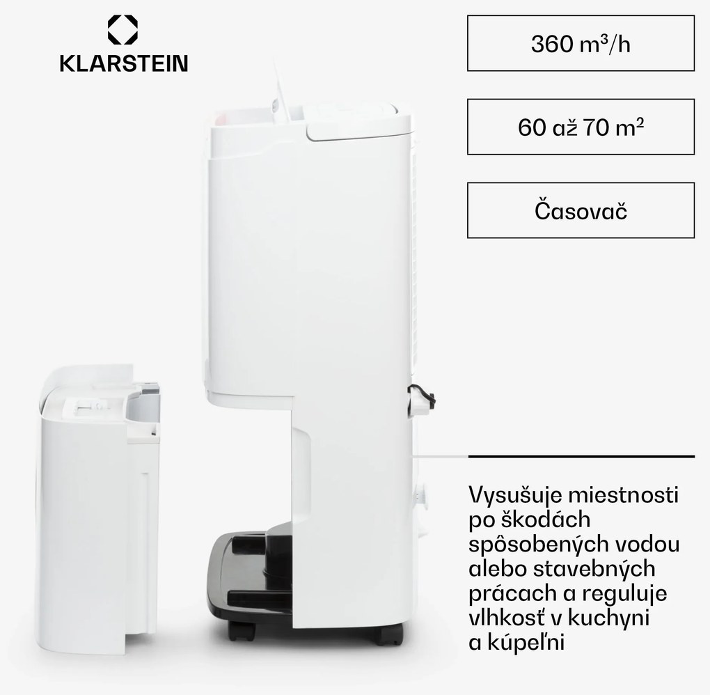 Klarstein DryFy Connect 40 Smart, Odvlhčovač vzduchu, WiFi, Kompresný, 40l/d, 70m², Biela