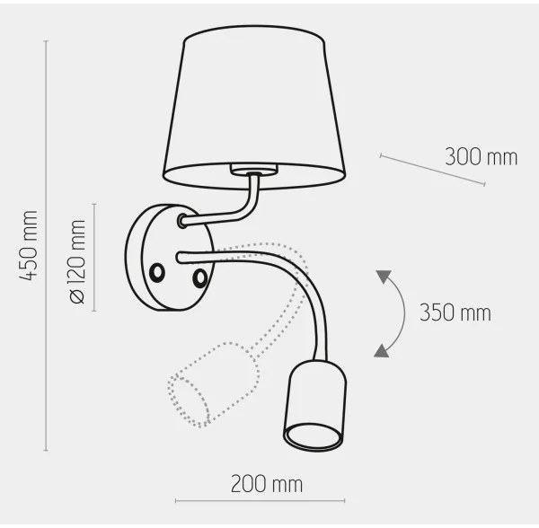 Nástenná lampa MAJA 1xE27/15W/230V + 1xGU10/10W/230V čierna