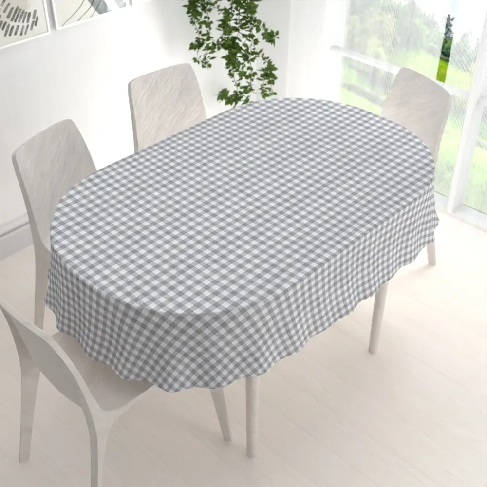Biante Dekoračný oválny obrus Rebeka RE-019 Sivo-biela kocka stredná 100x140 cm