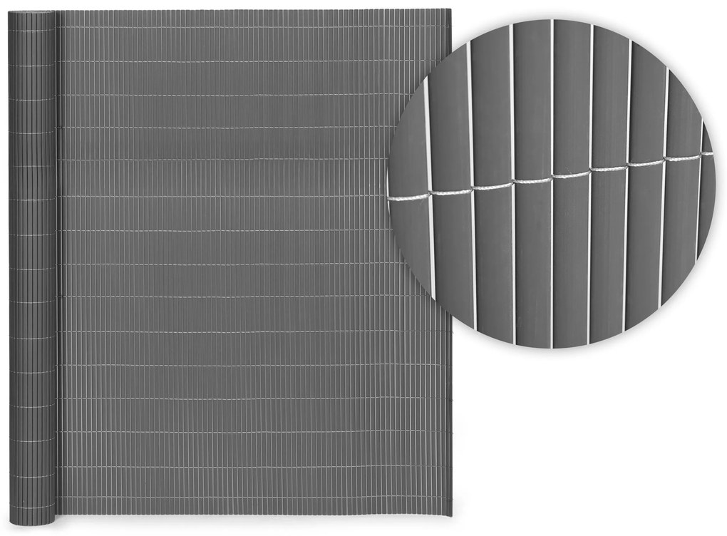 Obojstranná PVC rohož, 150x300 cm, na balkónový/terasový plot, farba antracitová, MultiGarden