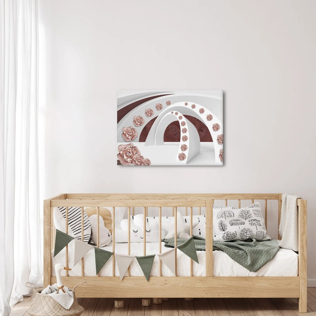 Obraz - 3D oblúky s kvetmi (70x50 cm)