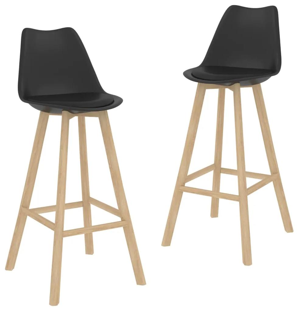 vidaXL Barové stoličky 2 ks čierne PP a masívne bukové drevo