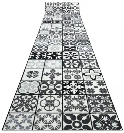 Pogumovaný behúň AZULEJO PATCHWORK vzor Lisabonské obklady sivá / čierna Veľkosť: 120 cm
