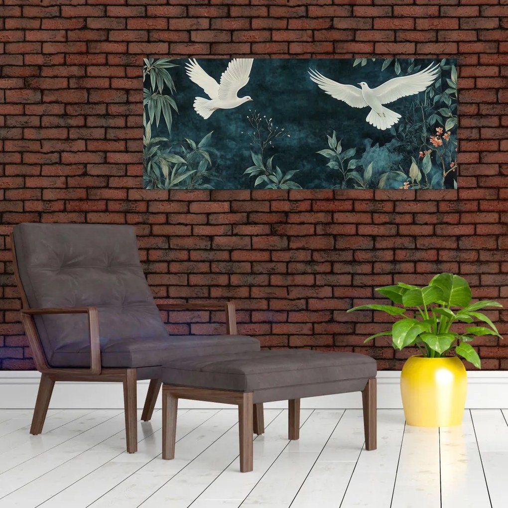 Obraz - Dve holubice (120x50 cm)