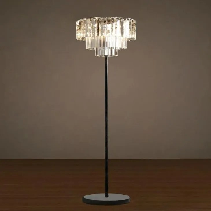 Toolight Toolight, podlahová krištáľová lampa 3xE14 APP925-3F, čierna, OSW-01042