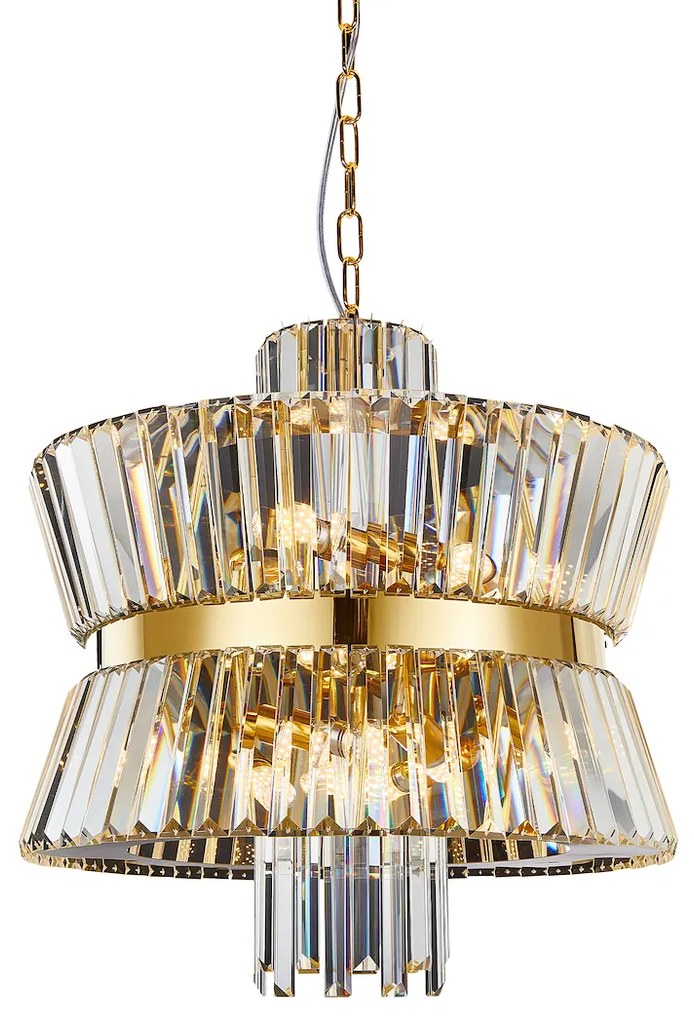 EUlight Luster Aurelia, 1x krištáľové/zlaté kovové tienidlo, (fi 54cm), g
