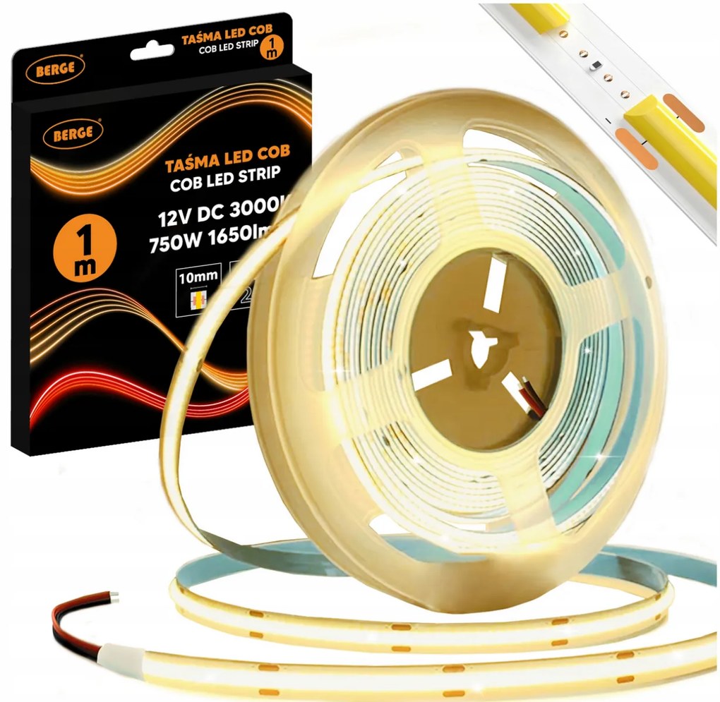 BERGE LED pásik COB Neon 12V - 528D - 15W/m - IP20 - 1650lm - 1m - teplá farba