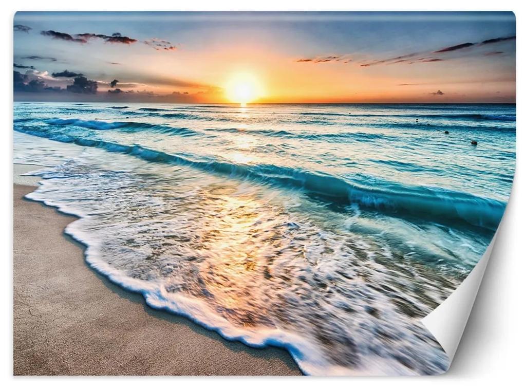 Fototapeta, Moře Pláž Vlna Severní moře Západ slunce - 450x315 cm