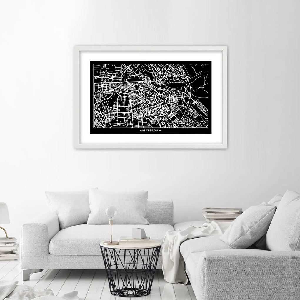 Gario Plagát Plán mesta Amsterdam Farba rámu: Bez rámu, Rozmery: 100 x 70 cm