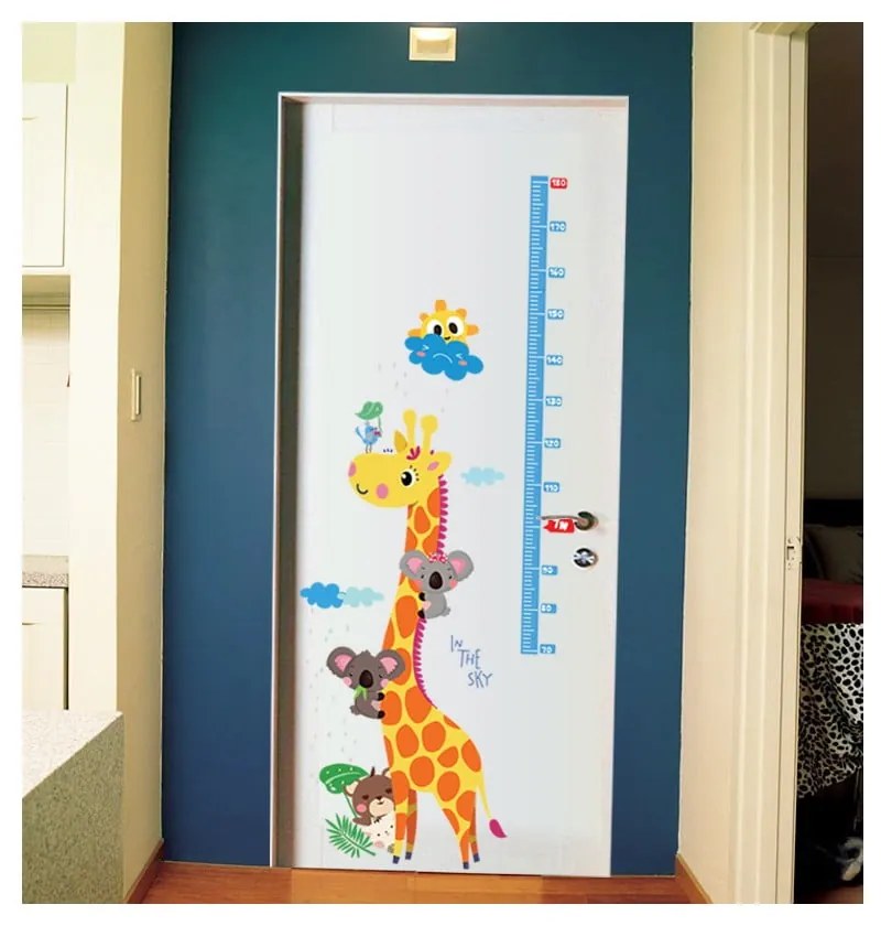Detská samolepka – meter na dvere/na stenu 60x120 cm Giraffe & Koalas – Ambiance