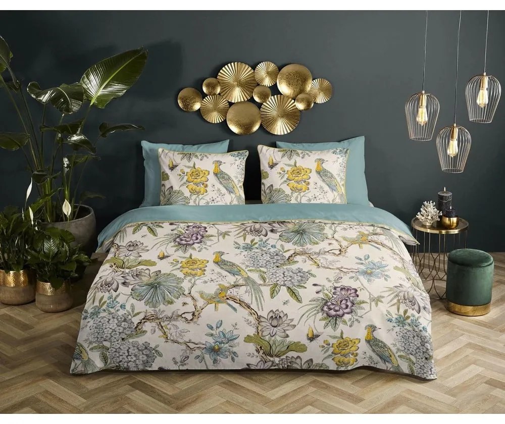 Obliečky na jednolôžko z organickej bavlny Descanso Daisy, 140 x 220 cm