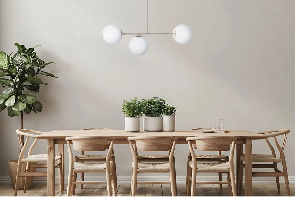 Stropné svietidlo Florence, 3x biele sklenené tienidlo, be/g