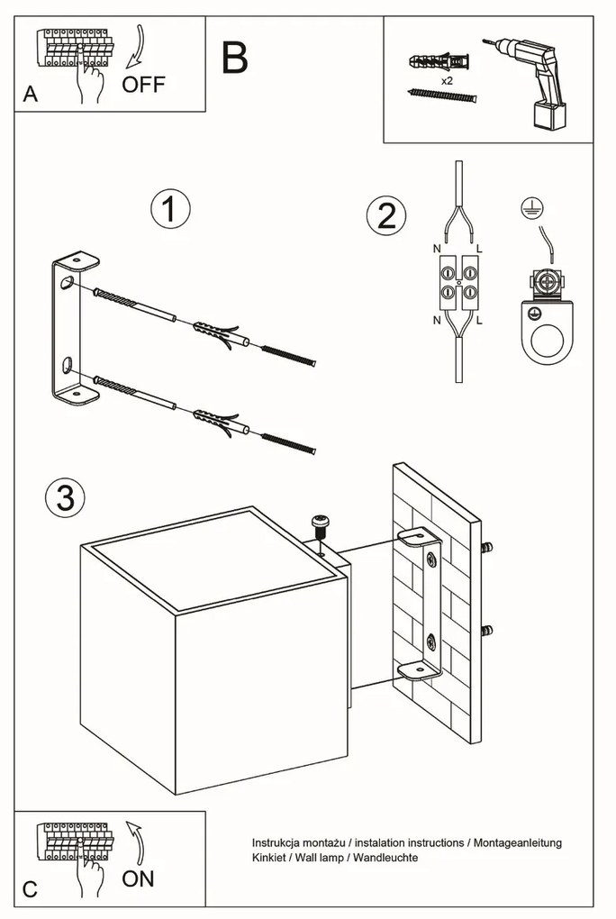 Nástenné svietidlo Quad, 1x sivé kovové tienidlo