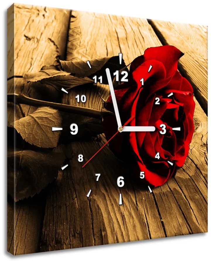 Gario Obraz s hodinami Osamelá ruža Rozmery: 40 x 40 cm